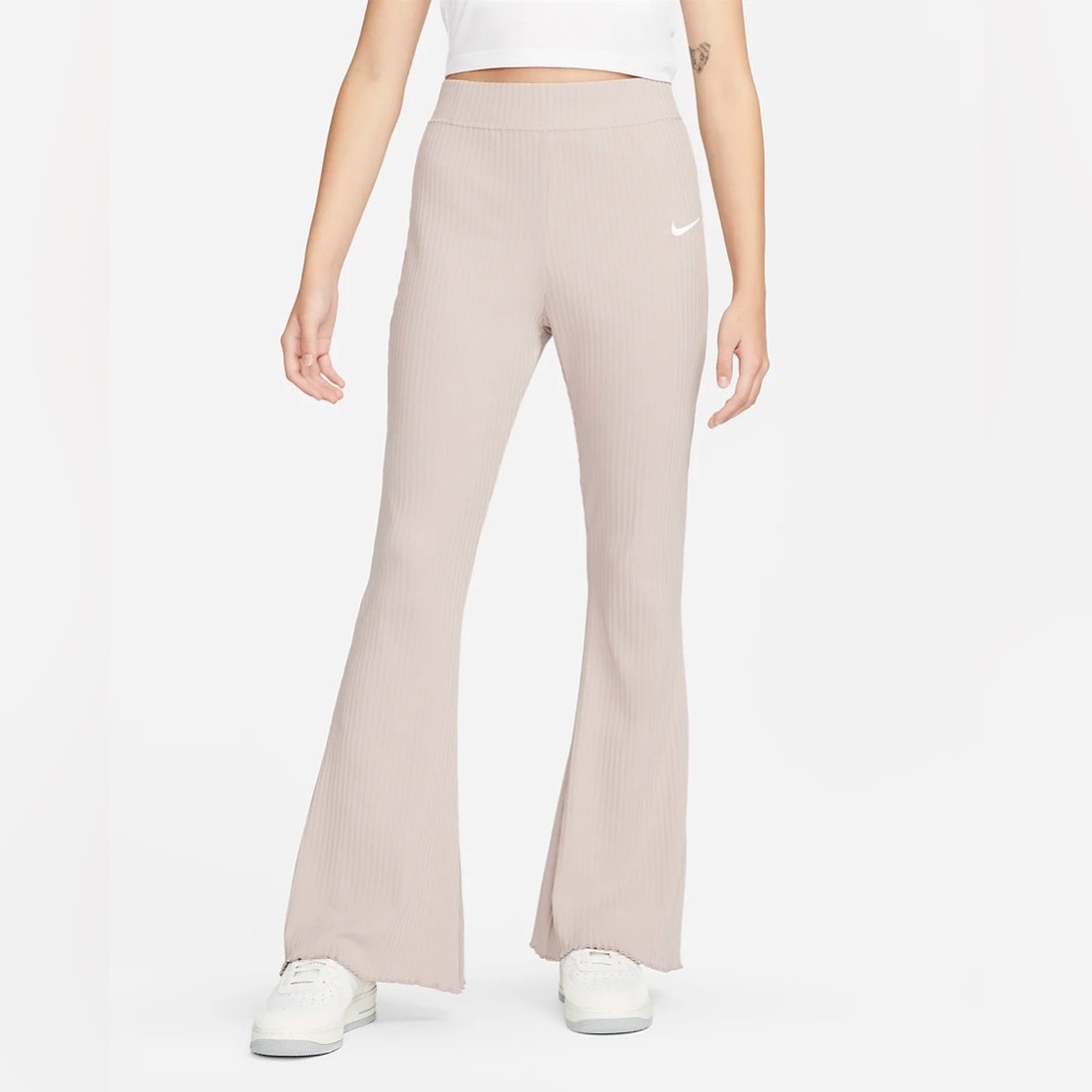 NIKE Women's High-Waisted Ribbed Jersey Flared Pants